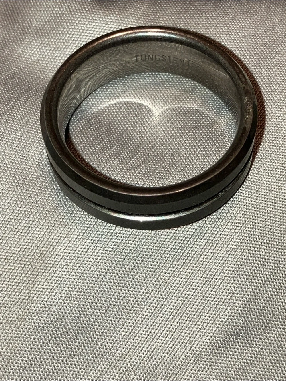 Zales Men's Tungsten Grey Ring with Polished Inlay